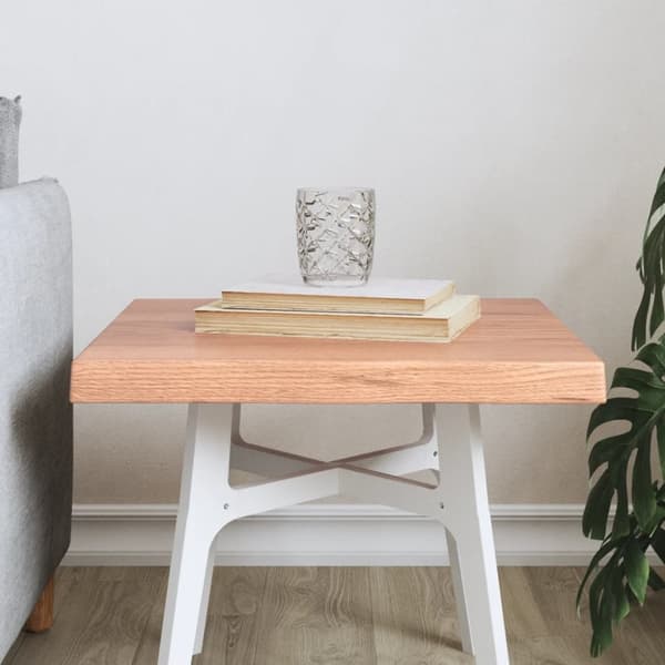 bordplade 40x40x(2-4) cm naturlig kant behandlet træ lysebrun