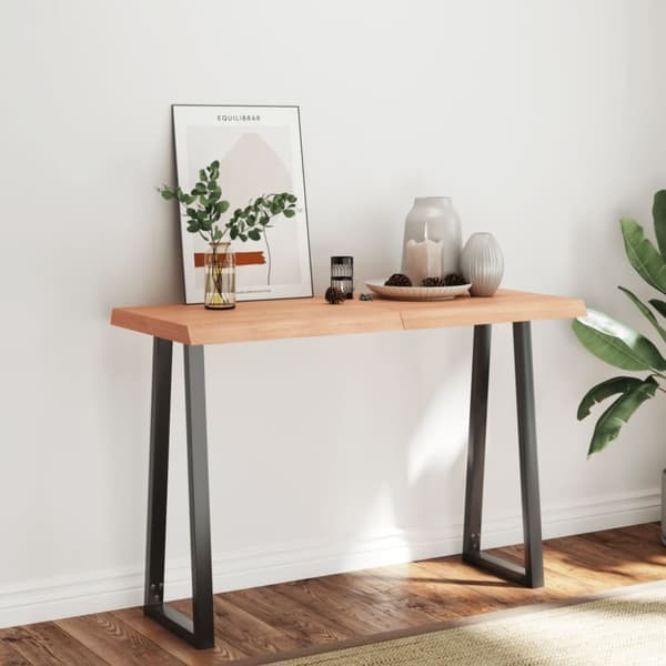bordplade 120x50x(2-6) cm naturlig kant behandlet træ lysebrun