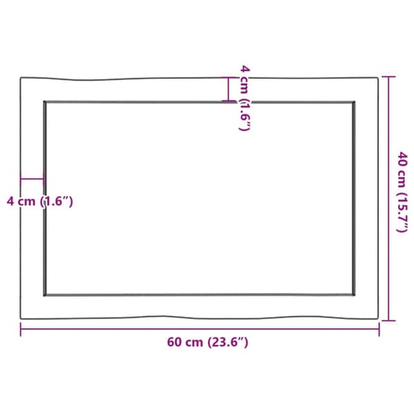bordplade 60x40x(2-6) cm naturlig kant behandlet træ lysebrun