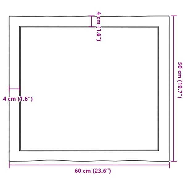 Pöytälevy ruskea 60x50x(2-4)cm käsitelty täystammi elävä reuna