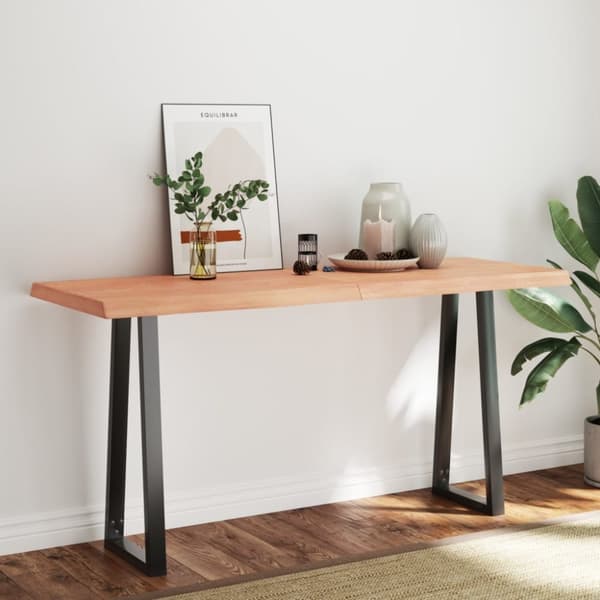 bordplade 160x60x(2-6) cm naturlig kant behandlet træ lysebrun