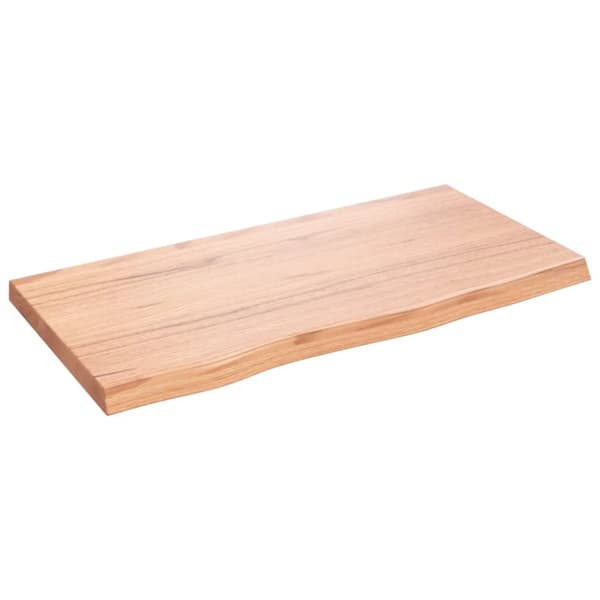 bordplade til badeværelse 80x40x(2-4) cm massivt træ lysebrun