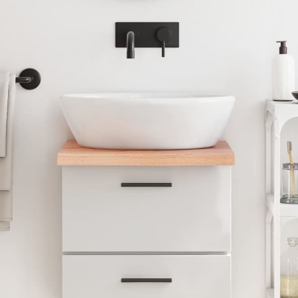 bordplade til badeværelse 40x60x(2-4) cm massivt træ lysebrun
