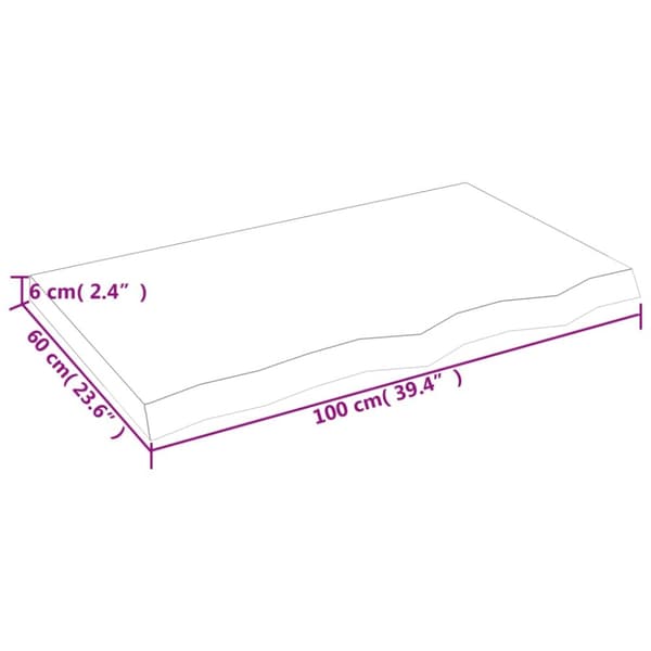 bordplade til badeværelse 100x60x(2-6) cm massivt træ mørkebrun