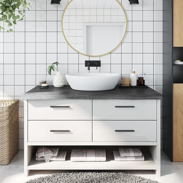 bordplade til badeværelse 100x60x(2-6) cm massivt træ mørkebrun