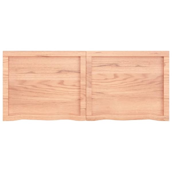 bordplade til badeværelse 120x50x(2-4) cm massivt træ lysebrun