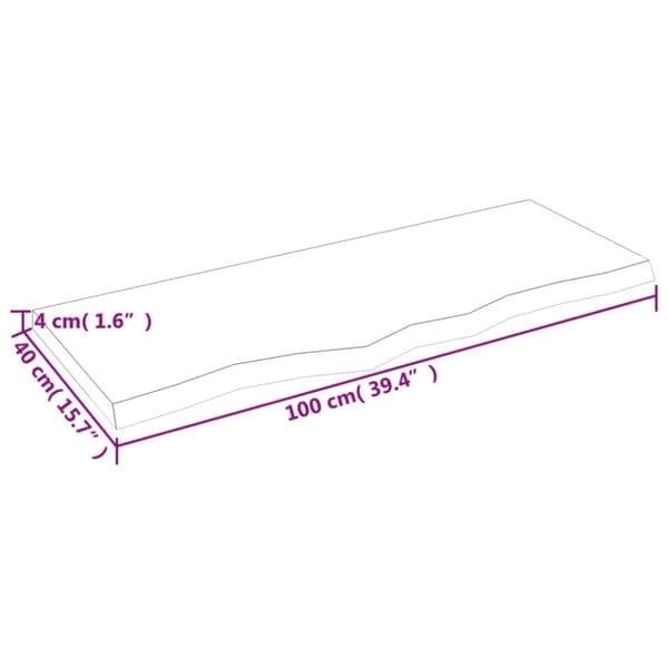 Bänkskiva badrum ljusbrun 100x40x(2-4) cm behandlat massivt trä