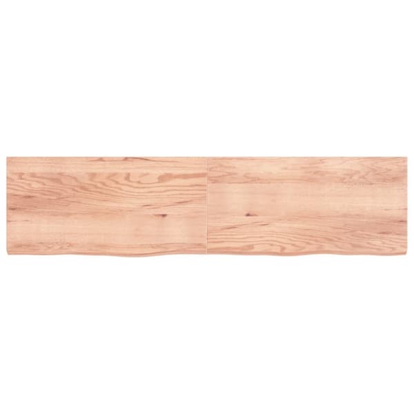 bordplade til badeværelse 200x50x(2-6) cm massivt træ lysebrun