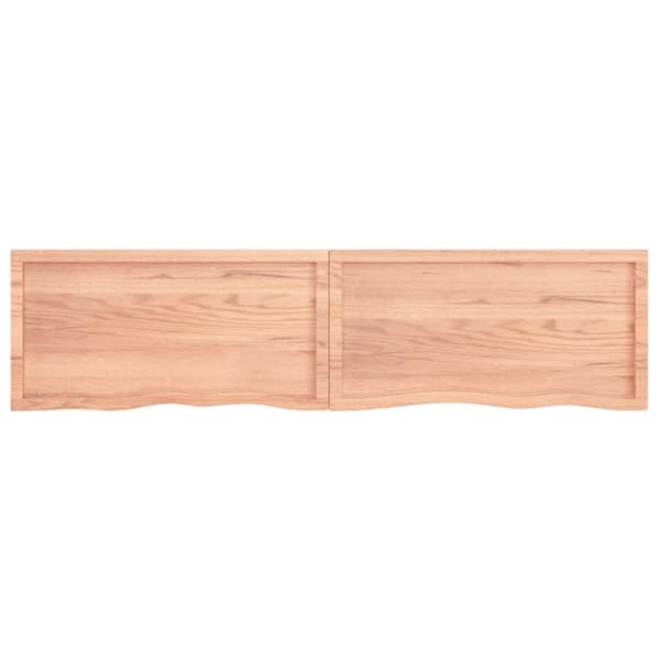 bordplade til badeværelse 200x50x(2-6) cm massivt træ lysebrun