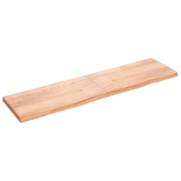 bordplade til badeværelse 200x50x(2-6) cm massivt træ lysebrun