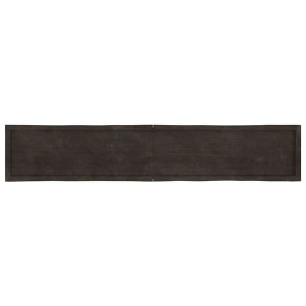 bordplade 220x40x(2-6) cm naturlig kant behandlet træ mørkebrun