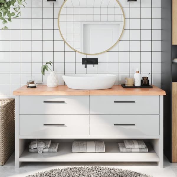 Bänkskiva badrum ljusbrun 160x50x(2-4) cm behandlat massivt trä