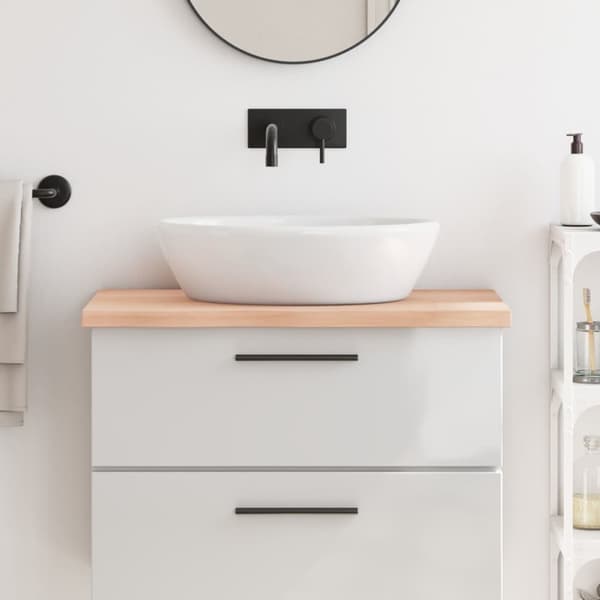 bordplade til badeværelse 80x60x(2-4) cm massivt træ ubehandlet