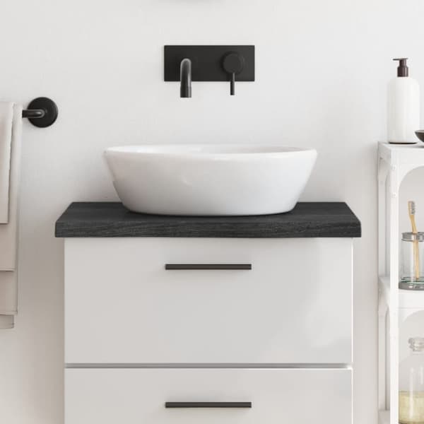 Bänkskiva badrum mörkbrun 60x60x(2-4) cm behandlat massivt trä