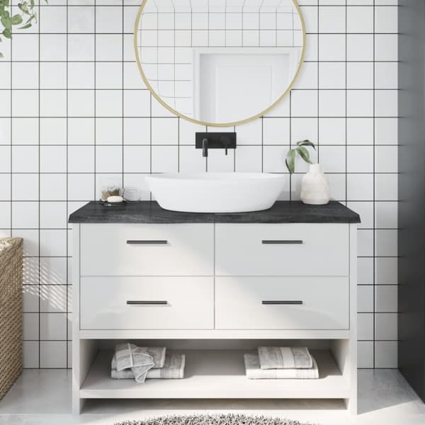 bordplade til badeværelse 120x60x(2-4) cm massivt træ mørkebrun