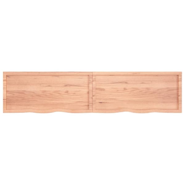 bordplade 220x50x(2-6) cm behandlet massivt egetræ lysebrun