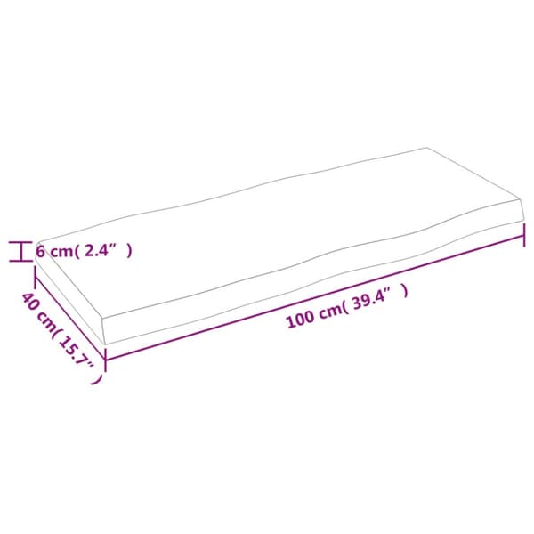 bordplade 100x40x(2-6)cm naturlig kant ubehandlet massivt træ