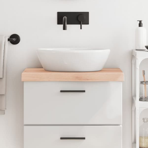 bordplade til badeværelse 60x40x(2-6) cm massivt træ ubehandlet