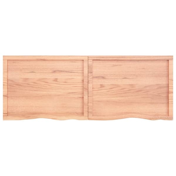 bordplade til badeværelse 160x60x(2-6) cm massivt træ lysebrun