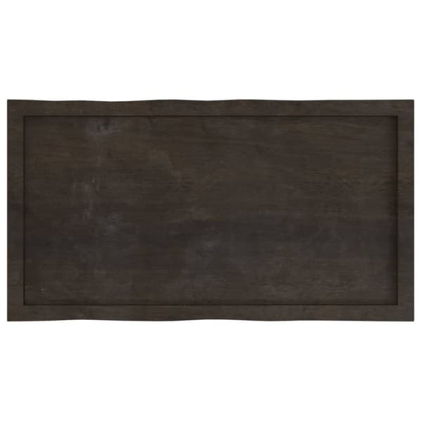 bordplade 100x50x(2-6) cm naturlig kant behandlet træ mørkebrun