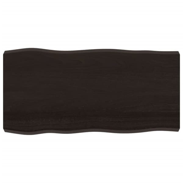 bordplade 100x50x(2-6) cm naturlig kant behandlet træ mørkebrun