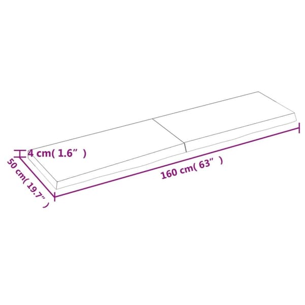 bordplade til badeværelse 160x50x(2-4) cm massivt træ mørkebrun