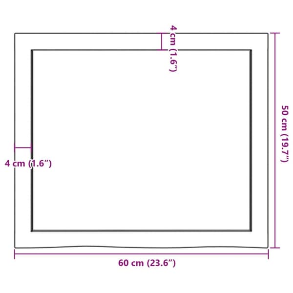 Bordsskiva 60x50x(2-4) cm obehandlad massiv ek