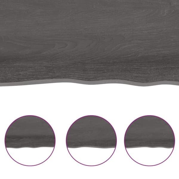 bordplade til badeværelse 140x50x(2-4) cm massivt træ mørkebrun
