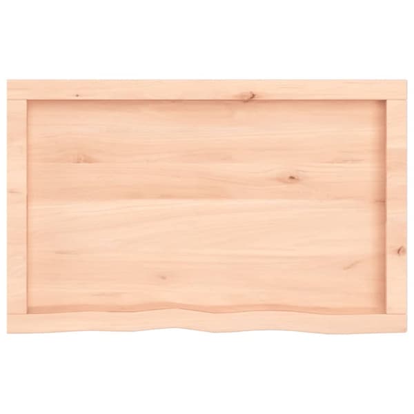 bordplade til badeværelse 80x50x(2-6) cm massivt træ ubehandlet