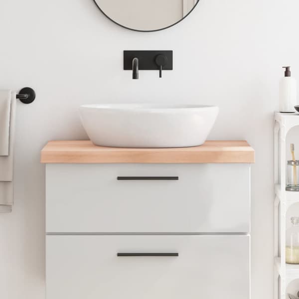bordplade til badeværelse 80x50x(2-6) cm massivt træ ubehandlet