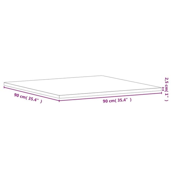 Pöytälevy 90x90x2,5 cm neliö täysi pyökki
