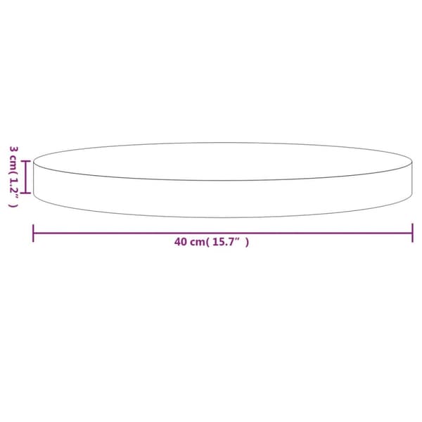 bordplade Ø40x3 cm rund massivt fyrretræ