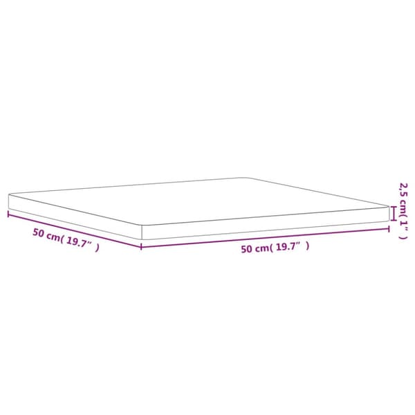 Bordsskiva 50x50x2,5 cm fyrkantig massivt bokträ
