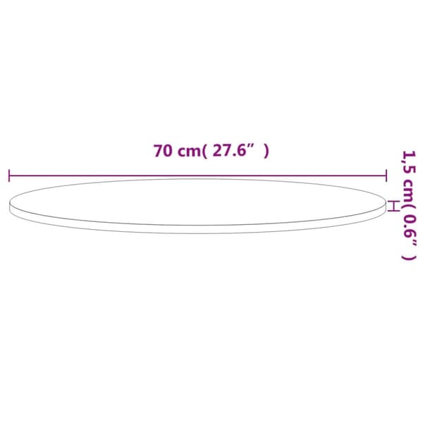 Bordsskiva Ø70x1,5 cm rund massivt bokträ