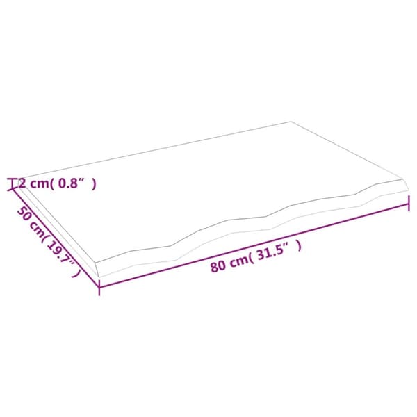 bordplade 80x50x2 cm behandlet massivt eg lysebrun