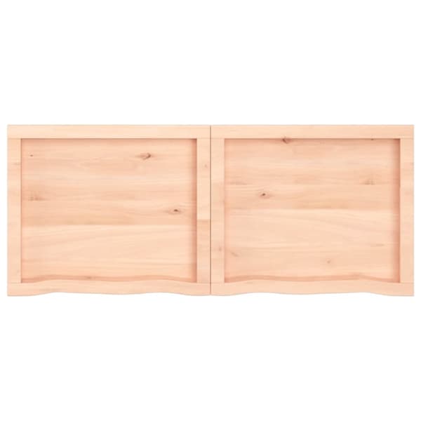 bordplade til badeværelse 120x50x(2-6)cm massivt træ ubehandlet