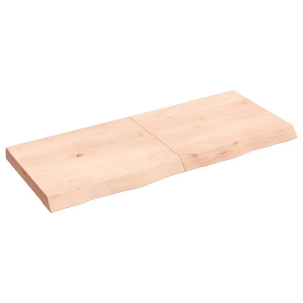 bordplade til badeværelse 120x50x(2-6)cm massivt træ ubehandlet