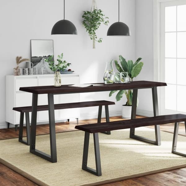 bordplade 180x60x(2-6) cm naturlig kant behandlet træ mørkebrun