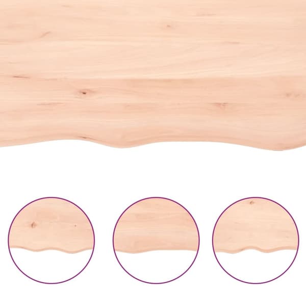 bordplade til badeværelse 80x30x(2-6) cm massivt træ ubehandlet