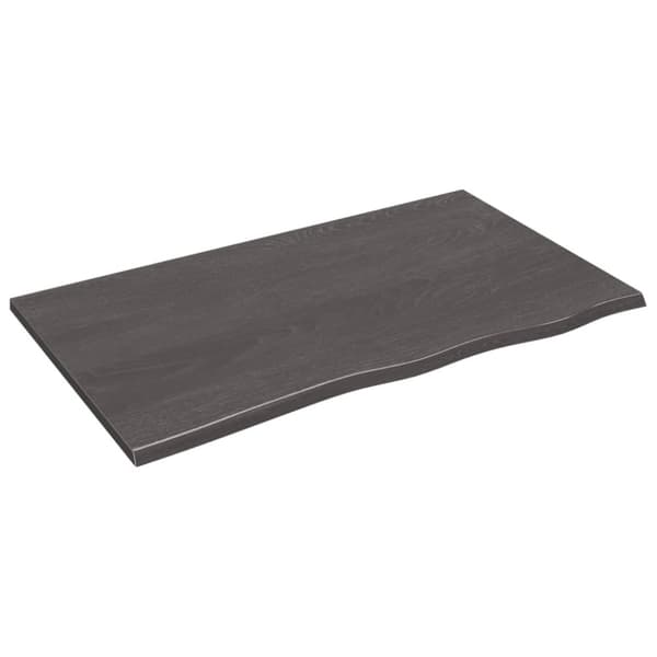 bordplade 100x60x2 cm behandlet massivt egetræ mørkebrun