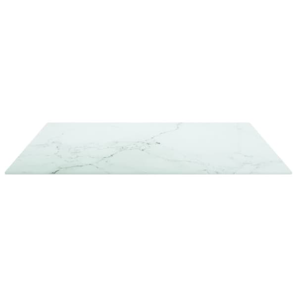 Bordsskiva vit 70x70 cm 6 mm härdat glas med marmortextur