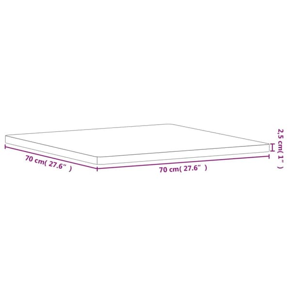 bordplade 70x70x2,5 cm firkantet massivt bøgetræ