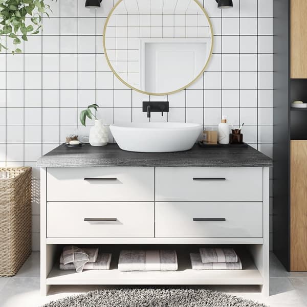 bordplade til badeværelse 100x50x(2-6) cm massivt træ mørkebrun