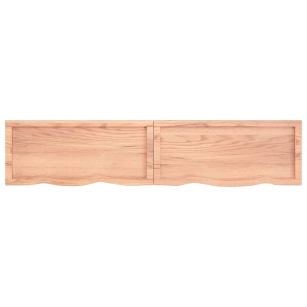 bordplade til badeværelse 180x40x(2-6) cm massivt træ lysebrun