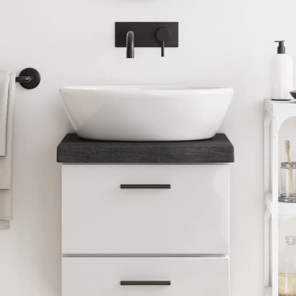 bordplade til badeværelse 40x30x(2-6) cm massivt træ mørkebrun
