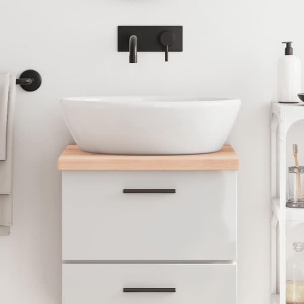 bordplade til badeværelse 40x50x(2-4) cm massivt træ ubehandlet