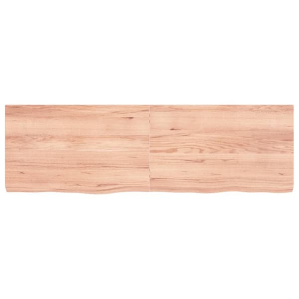 bordplade til badeværelse 160x50x(2-6) cm massivt træ lysebrun