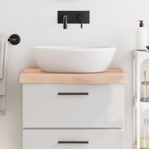 bordplade til badeværelse 60x60x(2-6) cm massivt træ ubehandlet