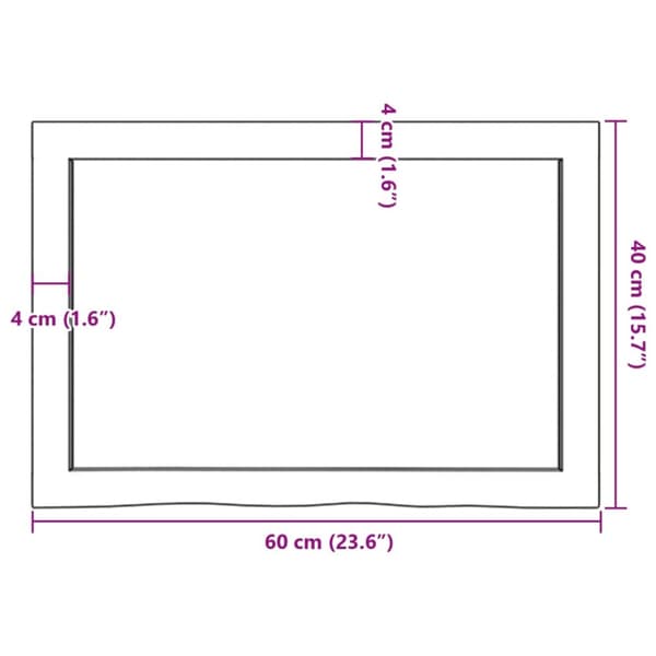 Bordsskiva mörkbrun 60x40x(2-6) cm behandlad massiv ek