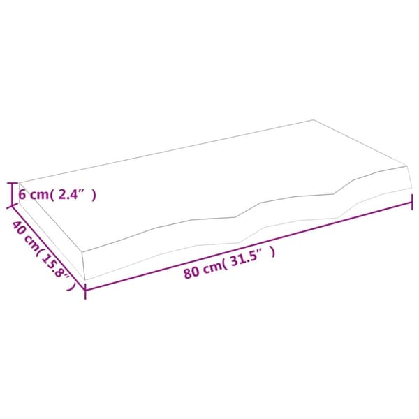 bordplade til badeværelse 80x40x(2-6) cm massivt træ lysebrun